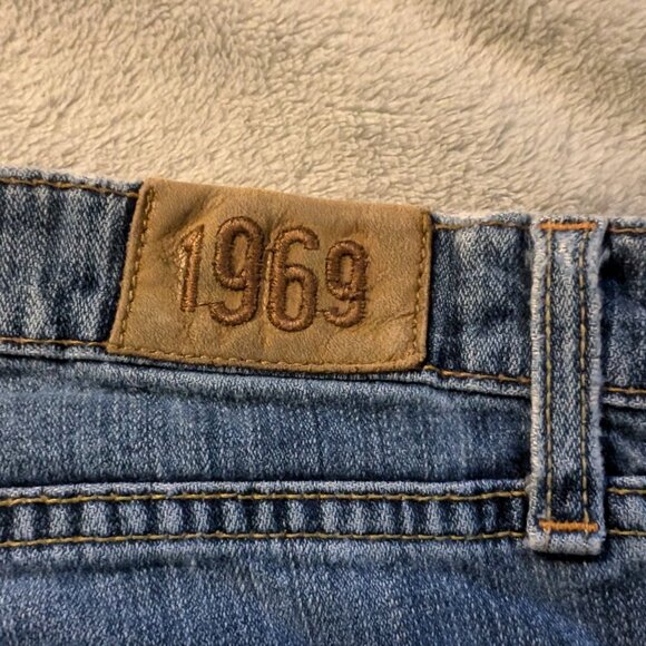 GAP JEANS Womens 12 L Long 12L Denim Blue Flare 1969 Distressed Stretch Long & - Picture 6 of 9